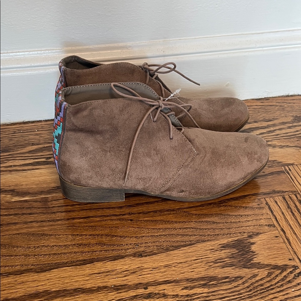 Madden Girl Taupe Suede Ankle Boots